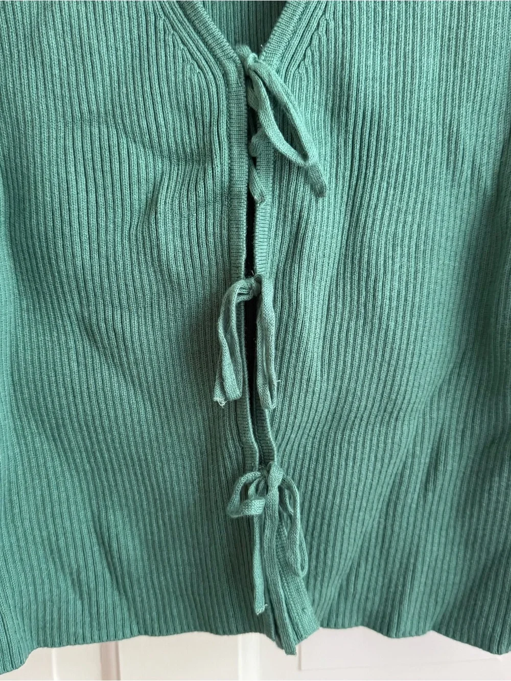 Abercrombie & Fitch Forest Green Ribbed Tie-Front Tank - Picture 2 of 6